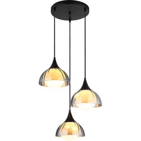Globo Eva Suspension Cluster en verre fumé noir mat, 3 ampoules G9