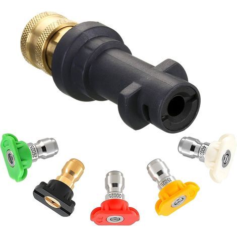 Adattatore per pistola idropulitrice con 5 ugelli a spruzzo e raccordo rapido da 6,35 mm. (1/5)