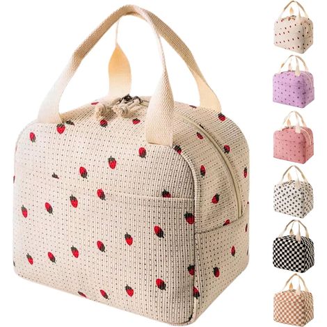 Arae Women's Reusable Lunch Bag - Large Insulated Lunch Box Lightweight Bag for Work, Travel, Beach - Beige (1/5)