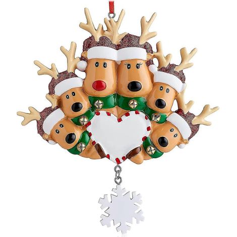 Personalisierte Weihnachtsbaumkugel mit Hirschfamilie (2, 3, 4, 5, 6 Tiere) – Niedliches Weihnachtsmann-Hirsch-Wintergeschenk, langlebiges Familien-Weihnachtsdeko-Set, kreatives Geschenk (1/5)