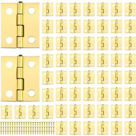 60pcs Charniere Miniature Mini Charnières Laiton Mini Charnières pour Miniature Petites Charnières pour Boite avec 240pcs Vis pour DIY Boîte Modèle J (1/4)