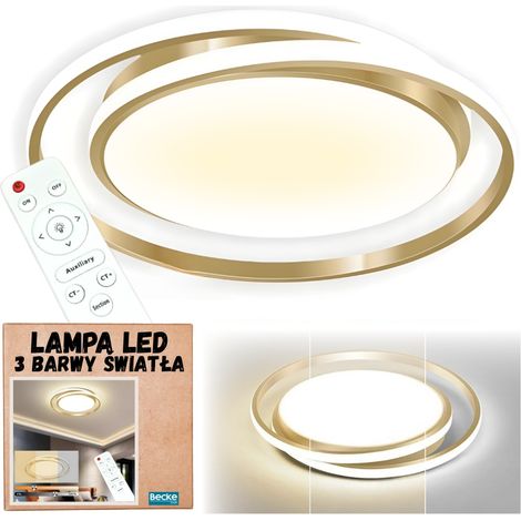 Lámpara de techo LED moderna dorada de 48 cm con mando a distancia y ajuste de color.
