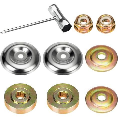 Kit Ecrou Tête de Débroussailleuse 9 Pièces Universelle Débroussailleuse En Métal Accessoires Adaptateur de Lame de Tondeuse à Gazon pour Jardin Tondeuse à Gazon (1/5)