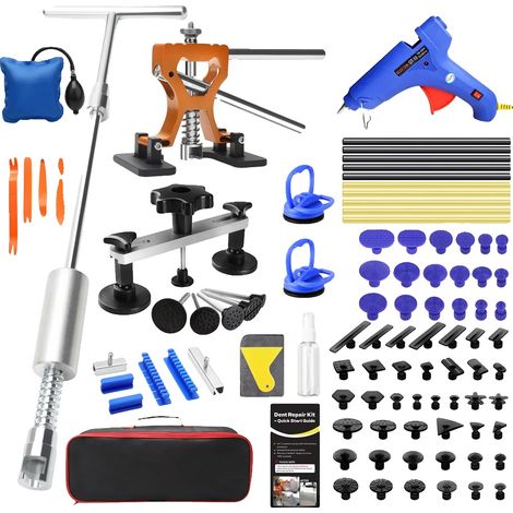 Kit per la riparazione di ammaccature senza verniciatura, struttura in metallo resistente, lunghezza della pinza a T: 26,7 cm, lunghezza della pistola per colla: 19 cm, compatibile con auto ed elettro (1/5)