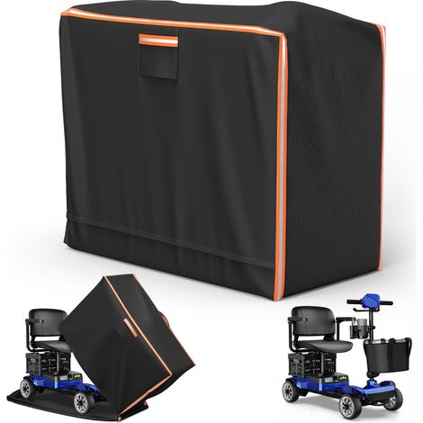 Housse étanche pour scooter de mobilité 125×59×105 cm, bandes réfléchissantes, entièrement fermée, intérieur‑extérieur, noire (1/5)
