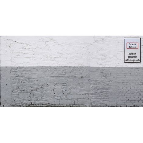 Papier peint panoramique gris intissé pour couloir | Tapisserie panoramique blanche imitation mur en brique | Papiers peints panoramiques tendances - 250 x 500 cm (5 pièces) (1/2)