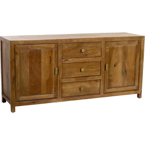 Aparador de madera marrón 3 cajones y 2 puertas 160x43x75h cm (1/5)