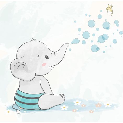 Papier peint panoramique Enfants - Éléphant - 130 cm x 130 cm (1/2)