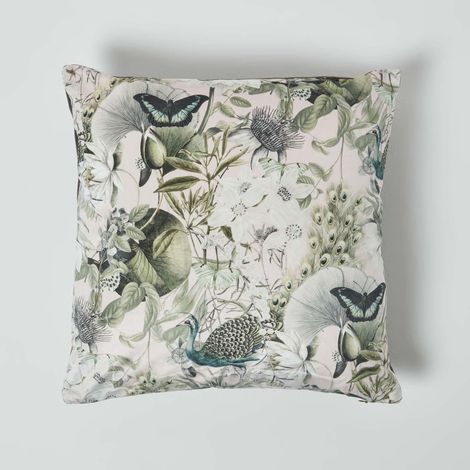 HOMESCAPES Floral Butterfly Garden Pink Cushion 46 x 46 cm