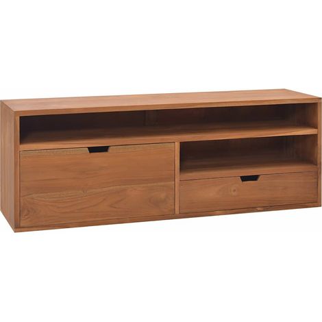 Meuble TV pour Salon - Armoire TV 110x30x40 cm Bois de teck massif BV525465 - BonneVie (1/5)