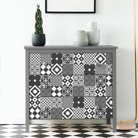 Stickers adhésif décoration Meuble - 60 STICKERS CARREAUX DE CIMENT MEUBLE AUTHENTIQUES VOGIA - 60stickers10x10cm (1/5)
