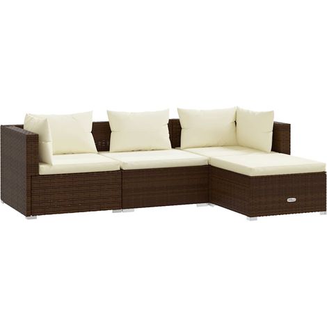 Maison Exclusive - 4-tlg. Garten-Lounge-Set mit Kissen Poly Ratta (1/5)