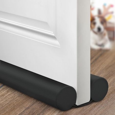 Breite Türdichtung unten – Wind- und Schallschutzleiste – Verstellbare, zweilagige Dichtungsleiste für Außentüren – Schwarz – 97 cm – 1 Stück (1/3)