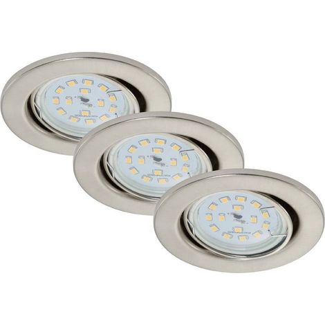BRILONER - 3 FARETTI LED DA INCASSO ORIENTABILI D. 8,6 GU10 5 watt 400 lumen NICKEL SATINATO (1/3)