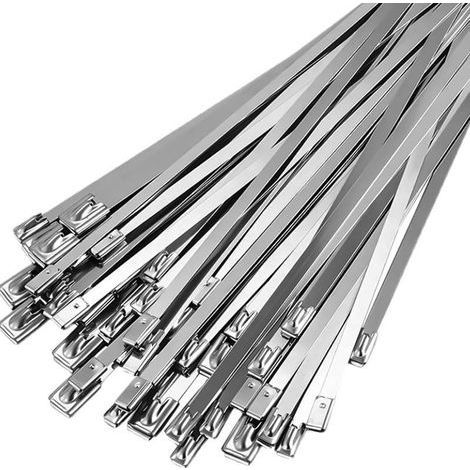 Collier Serrage Metallique 100 Pièces, Kit de Collier de Serrage Inox, 4.6×300mm, Serre Cable Inox 304, pour Enroulement d'Échappement, Clôtures Fixes, Voitures, Réparations de Jardin (1/5)
