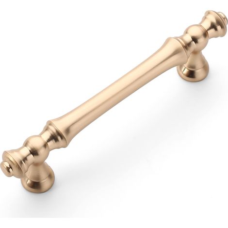 4 Möbelgriffe aus Zinklegierung, Schrankgriffe, Schubladengriffe, 96 mm Lochabstand, gebürstetes Messing