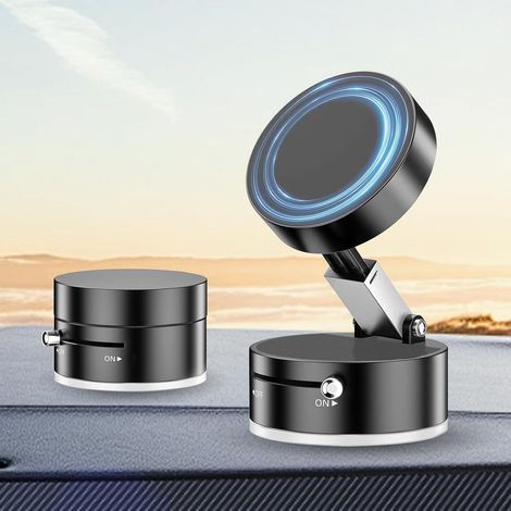 Supporto per telefono a ventosa, nero, girevole a 360°, con attacco magnetico, Swivel Pro (1/5)