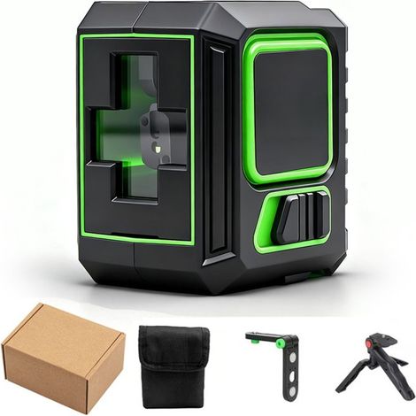 Outil Autonivelant Vert 2 Lignes – Support Magnétique – Pour Construction, Carrelage, Tableaux, Bricolage – Sac Rangement et Accessoires Inclus (1/5)