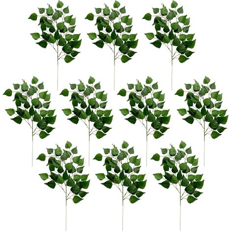 10 feuilles de mûrier artificielles vertes, tige unique, décoration pour vase de table, composition florale pour la maison (1/3)