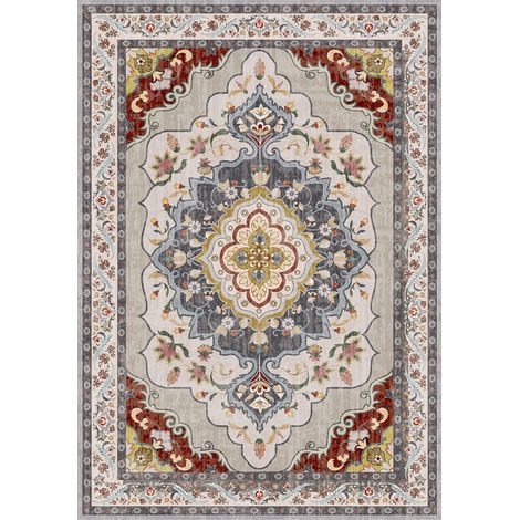 Freosen – Tapis berbère 140x200cm lavable en machine – Antidérapant – Motifs floraux rétro – Pour salon, chambre, bureau (1/5)