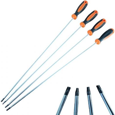 Set 4 cacciaviti TORX extra lunghi con punta magnetica 600mm T20 T25 T30 T40