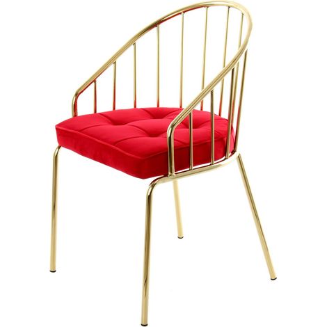 Sedia Palma in velluto rosso e metallo dorato (1/3)