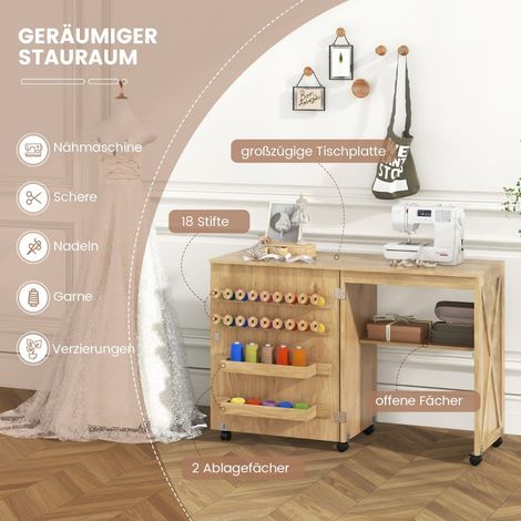 Foldable Sewing & Craft Table with Storage Shelves (1/5)