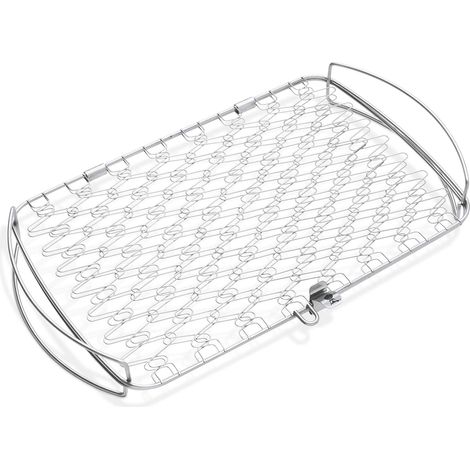 Weber Supporto per Pesce & Verdure / Cesto - Grande (46 x 28 cm), in acciaio inossidabile, per pesce e verdure delicate, facile da girare sulla sup. cottura, lavabile in lavastoviglie - Argento (6471) (1/4)