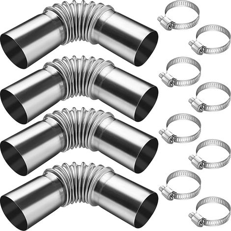 Stainless Exhaust Pipe for Diesel Engine Heaters, Boat Heaters, with Clamps 13 cm (1/5)