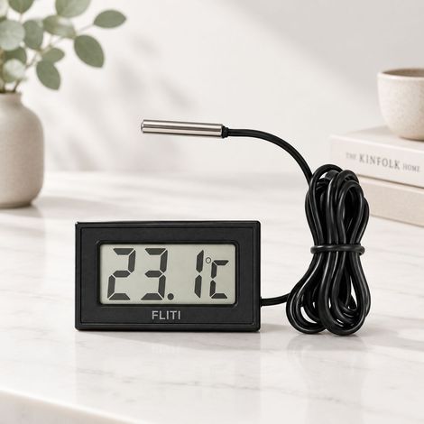 Thermomètre LCD Numérique -50°C à +110°C ±0,5°C Sonde Inox Câble 1m Réfrigérateur Aquarium Véhicule Serre Particulier Professionnel (1/5)