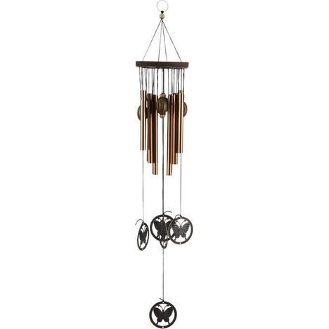 Copper alloy wind chimes for garden, decorative multi-tube hanging carillon.