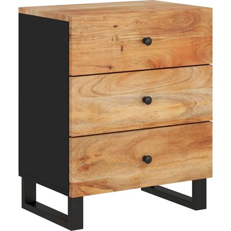 vidaXL Comodino 50x33x62 cm Legno Massello Acacia e Legno Multistrato (1/5)