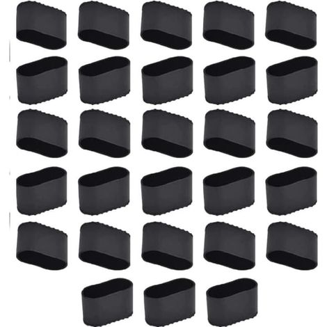 Lot de 28 patins antidérapants pour pieds de chaise, formes rectangulaires et ovales, en silicone caoutchouc, protection sol et meubles, usage intérieur. (1/4)