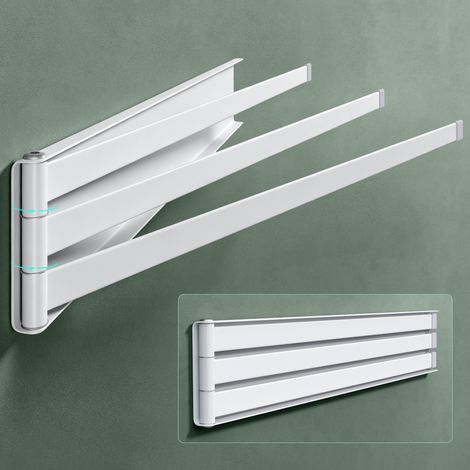 Mai & Mai Porte-Serviettes sans Perçage Autocollant Support Mural Rotatif en Acier au Carbone Étagère Magnétique pour Machine à Laver pour Salle de Bain Étagère Douche Blanc Mat 40×39×6 CM Folda-02