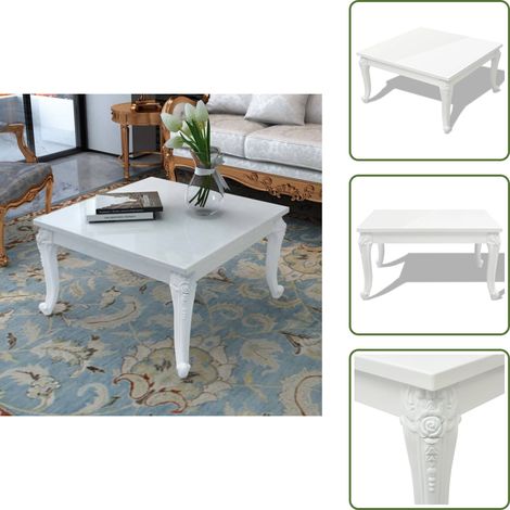 Table basse 80x80x42 cm Blanc brillant - Table Basse - Meuble Salon - Table Ronde - Table Carré - Table Contemporaine (1/5)