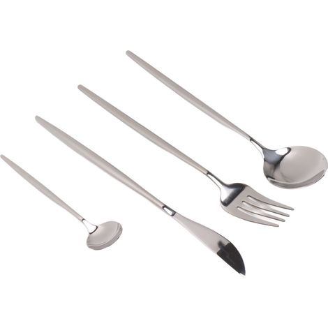4-teiliges Besteckset, hochglanzpoliert, Restaurantbesteckset, Silber (1/5)