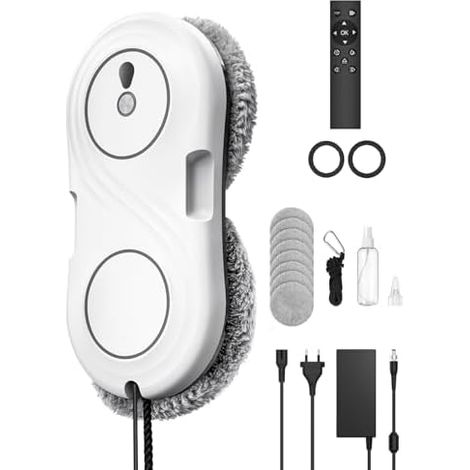 Keero Laveur de Vitre Automatique, Robot Lave-Vitres Navigation Intelligente, 7000pa, Nettoyage à Double Hélice, Protection Antichute, avec 10 Chiffons de Nettoyage, WD12D (1/5)