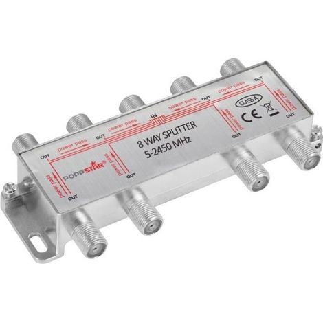 Répartiteur d'antenne - Poppstar - 8 sorties - 100dB - 5-2450 MHz - Compatible 4K