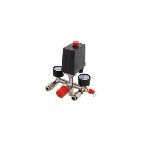 Regolatore di pressione, regolatore di pressione per compressore d'aria pneumatico da 1/2" con pressostato e 2 indicatori di misurazione da 0 a 12 bar - Crezuo