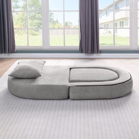 Canapé convertible - Modulable réversible - Tissu éponge doux - Gris - Lit futon pliable (1/5)