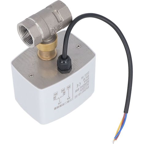 Vanne à bille motorisée, 3 fils, 2 voies réglable, silencieuse, boîtier en acier inoxydable, DN20, vanne à bille électrique, 3/4 pouce, 220 V CA (1/5)