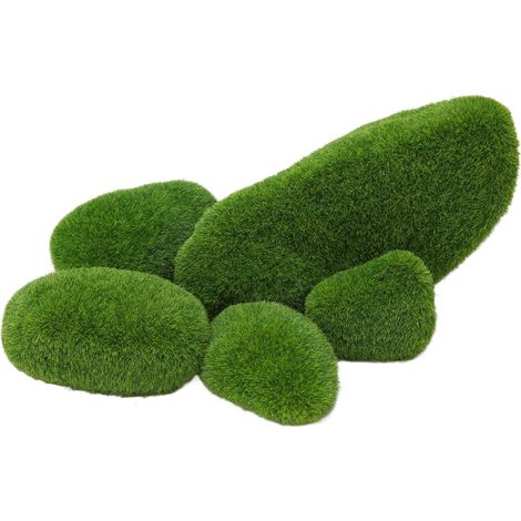 Roches de mousse artificielles de 5 tailles, boules vertes en résine décoratives couvertes de faux décor (1/5)