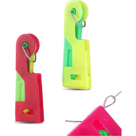 Enfile-aiguilles (lot de 2), enfile-aiguilles en plastique, enfile-aiguilles automatique, enfile-aiguilles pour machine à coudre (couleur aléatoire)