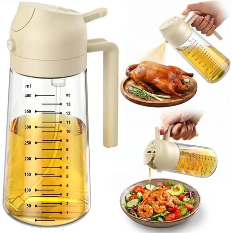2-in-1-Sprühflasche aus Glas, 450 ml, mit Skala – weiß (1/4)