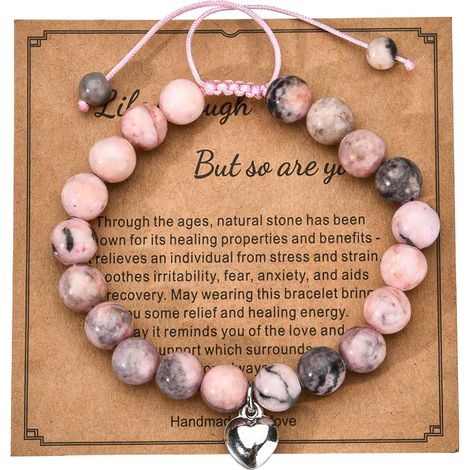 Bracelet en Pierre Naturelle Rose,Cadeau Élégant pour Fille,Petite-Fille,Nièce,Bijou pour Enfant Ado qui Aime les Chevaux,Taille Réglable,Idéal Anniversaire,Noël,Fête des Mères