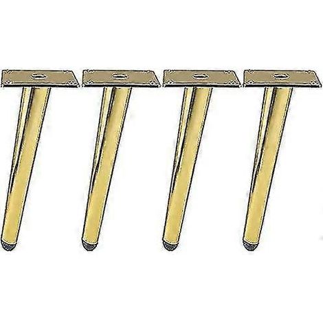 Ensemble de 4 pieds de meubles biseautés en métal, pieds de table, pieds d'armoire, plaqués or, de 15 cm de haut, convenant aux canapés, tables et autres meubles. (1/5)