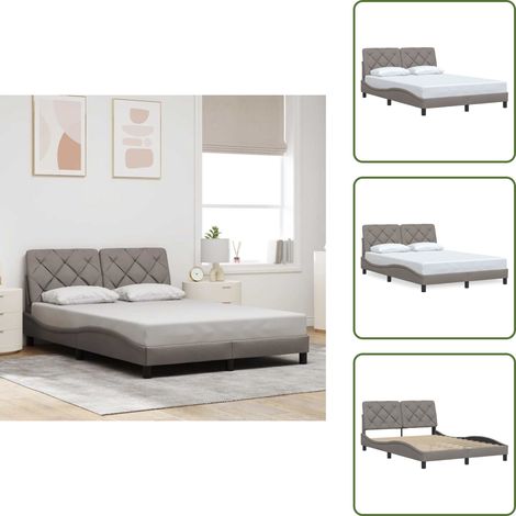 Cuscino testiera - vidaXL Giroletto senza Materasso Tortora 140x200 cm in Tessuto - Letto in tessuto