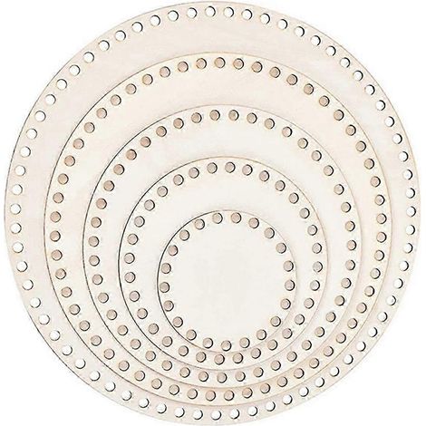 Dimensioni: Cestino in legno vuoto, rotondo, cestino circolare all'uncinetto vuoto in legno, compatibile con cestini fai da te, (3,9/5,9/ (1/5)