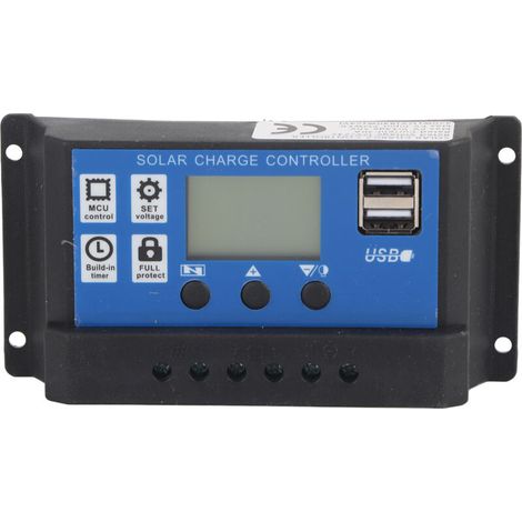 Regolatore di carica solare da 30 A, display digitale, contatore fotovoltaico, regolatore intelligente -Crezuo