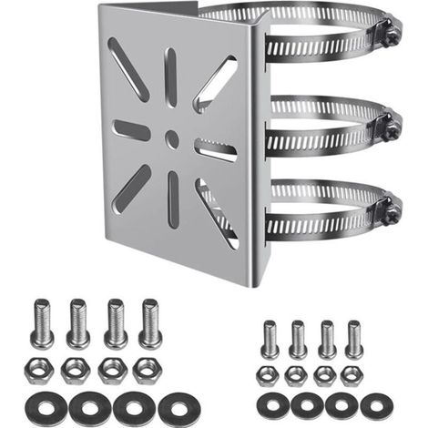Universel Montage Vertical sur Poteau Support pour caméra de sécurité,3 Boucles Acier Inoxydable Support d'angle Montage,Support mât Convient aux caméras vidéosurveillance(100mm) (1/4)